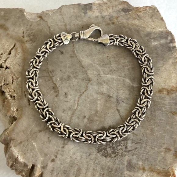 Sterling Silver 925 AK Turkey 6MM Byzantine Birdcage Link Chain Bracelet 7.5" - Picture 7 of 16